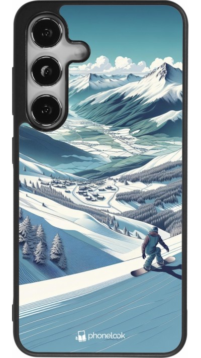 Samsung Galaxy S25 Case Hülle - Silikon schwarz Snowboarder Berg