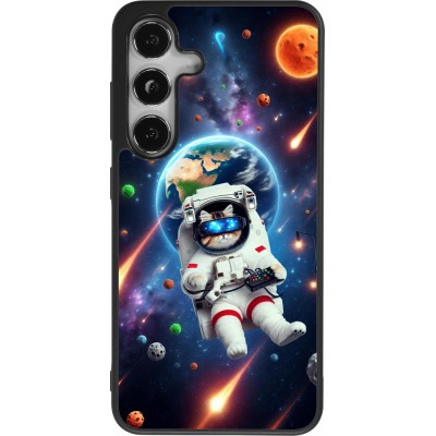 Samsung Galaxy S25 Case Hülle - Silikon schwarz VR SpaceCat Odyssee