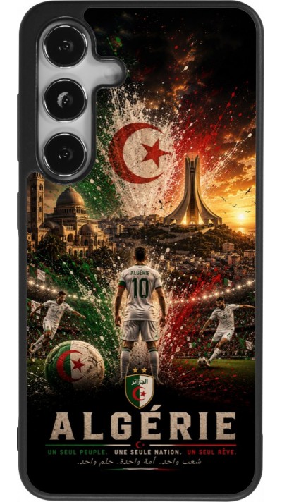 Coque Samsung Galaxy S25 - Silicone rigide noir Football Algérie splash 2026