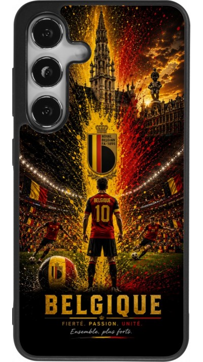 Coque Samsung Galaxy S25 - Silicone rigide noir Football Belgique splash 2026