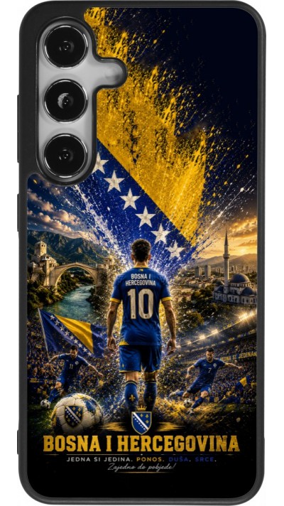 Coque Samsung Galaxy S25 - Silicone rigide noir Football Bosnie-Herzégovine splash 2026