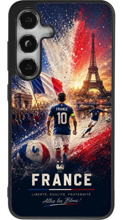 Coque Samsung Galaxy S25 - Silicone rigide noir Football France splash 2026