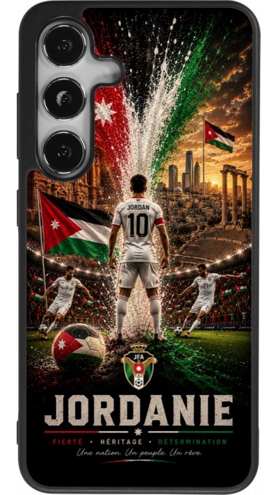 Coque Samsung Galaxy S25 - Silicone rigide noir Football Jordanie splash 2026