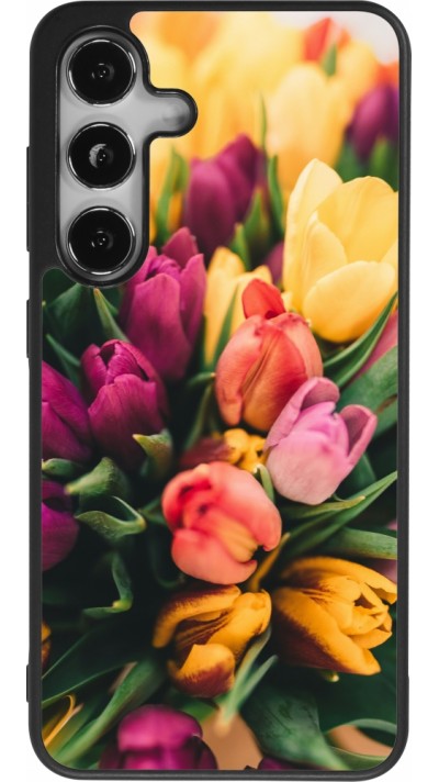 Samsung Galaxy S25 Case Hülle - Silikon schwarz Bouquet of tulips 2026