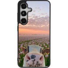 Samsung Galaxy S25 Case Hülle - Silikon schwarz Cow with tulips Spring 2026
