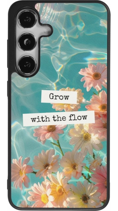 Samsung Galaxy S25 Case Hülle - Silikon schwarz Summer 2025 Grow with the flow