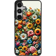 Samsung Galaxy S25 Case Hülle - Silikon schwarz Sommer Blumenmuster