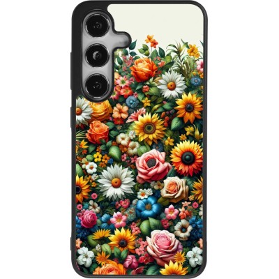 Samsung Galaxy S25 Case Hülle - Silikon schwarz Sommer Blumenmuster