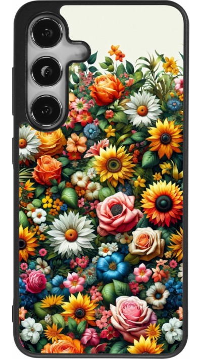 Samsung Galaxy S25 Case Hülle - Silikon schwarz Sommer Blumenmuster