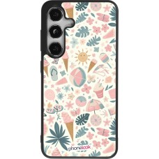 Samsung Galaxy S25 Case Hülle - Silikon schwarz Sommer Pink Muster