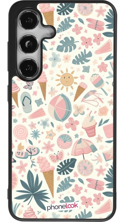 Samsung Galaxy S25 Case Hülle - Silikon schwarz Sommer Pink Muster