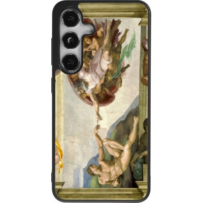 Samsung Galaxy S25 Case Hülle - Silikon schwarz Kunstbild - Die Erschaffung Adams - Michelangelo