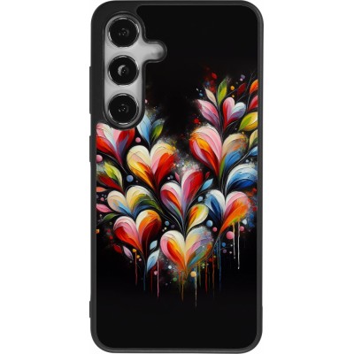 Samsung Galaxy S25 Case Hülle - Silikon schwarz Valentin 2024 Schwarzes Herz Abstrakt