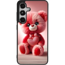 Samsung Galaxy S25 Case Hülle - Silikon schwarz Valentin 2024 Rosaroter Teddybär