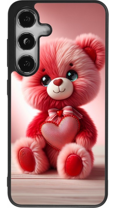 Samsung Galaxy S25 Case Hülle - Silikon schwarz Valentin 2024 Rosaroter Teddybär
