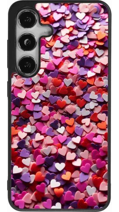 Samsung Galaxy S25 Case Hülle - Silikon schwarz Valentin 2025 Konfetti