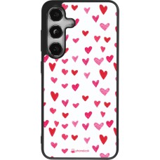Samsung Galaxy S25 Case Hülle - Silikon schwarz Valentine 2022 Many pink hearts