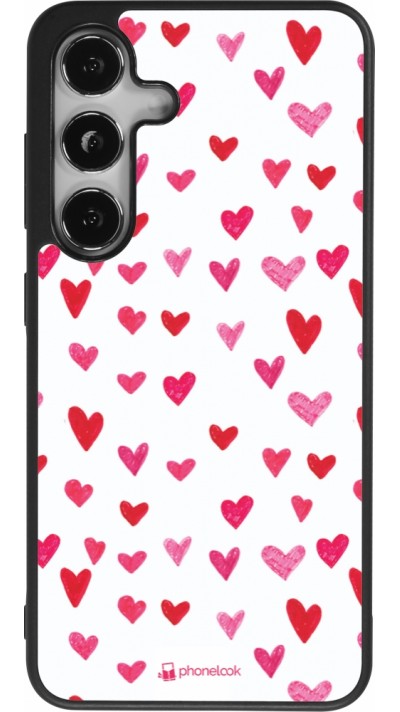 Samsung Galaxy S25 Case Hülle - Silikon schwarz Valentine 2022 Many pink hearts