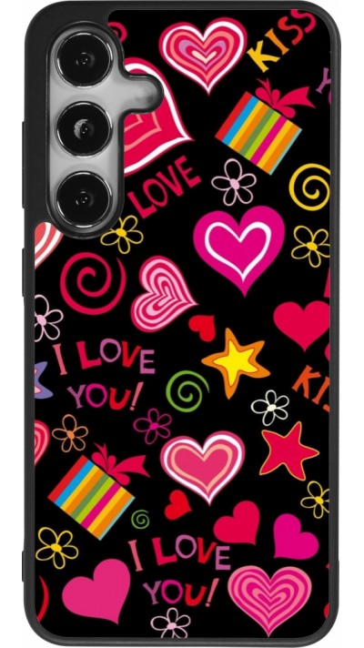 Samsung Galaxy S25 Case Hülle - Silikon schwarz Valentine 2023 love symbols