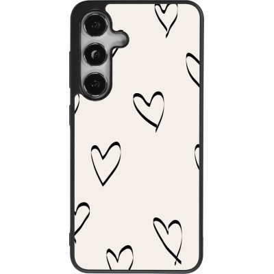 Samsung Galaxy S25 Case Hülle - Silikon schwarz Valentine 2023 minimalist hearts
