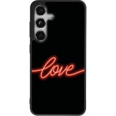 Samsung Galaxy S25 Case Hülle - Silikon schwarz Valentine 2023 neon love