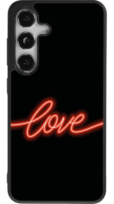 Samsung Galaxy S25 Case Hülle - Silikon schwarz Valentine 2023 neon love