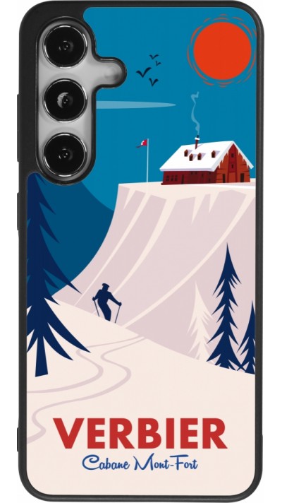 Samsung Galaxy S25 Case Hülle - Silikon schwarz Verbier Cabane Mont-Fort