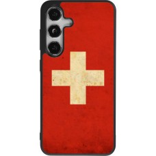 Samsung Galaxy S25 Case Hülle - Silikon schwarz Vintage Flag SWISS