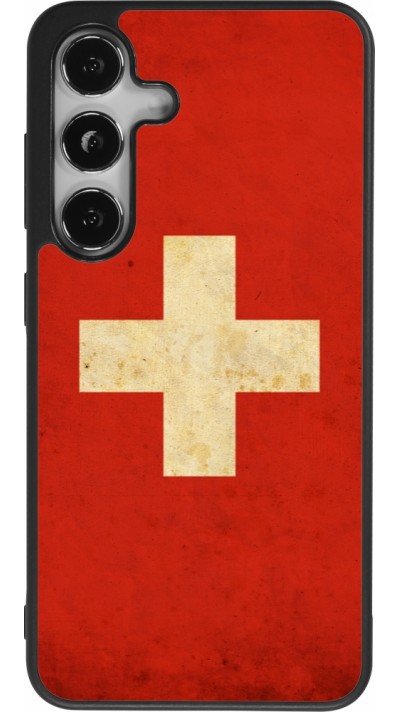 Samsung Galaxy S25 Case Hülle - Silikon schwarz Vintage Flag SWISS