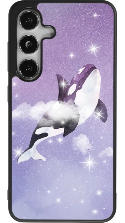 Samsung Galaxy S25 Case Hülle - Silikon schwarz Whale in sparking stars