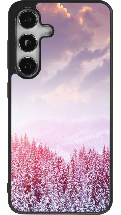 Samsung Galaxy S25 Case Hülle - Silikon schwarz Winter 22 Pink Forest