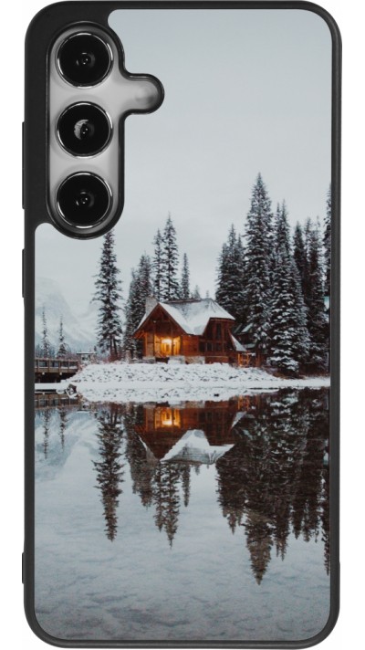 Samsung Galaxy S25 Case Hülle - Silikon schwarz Winter 25 Winter house forest afternoon