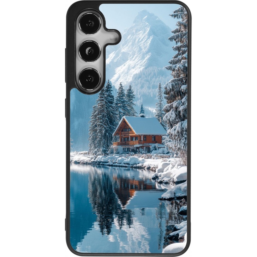 Samsung Galaxy S25 Case Hülle - Silikon schwarz Winter 25 Winter house forest day