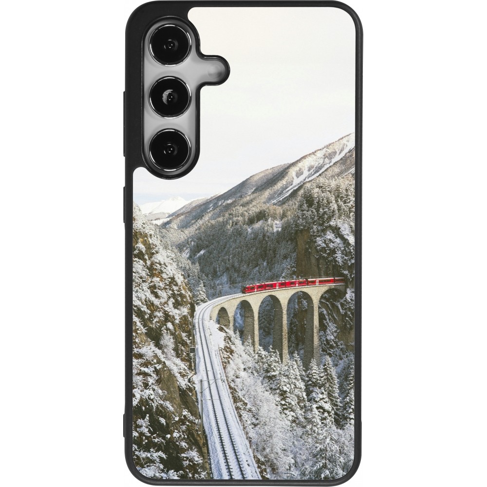 Samsung Galaxy S25 Case Hülle - Silikon schwarz Winter 25 Winter polar express