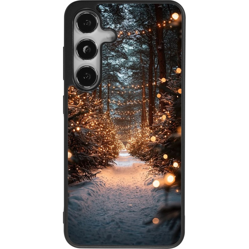 Samsung Galaxy S25 Case Hülle - Silikon schwarz Winter 25 Winter snowy road