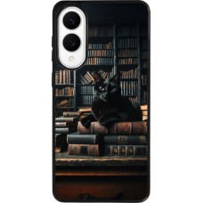 Samsung Galaxy S25 Edge Case Hülle - Silikon schwarz Katze Bücher dunkel