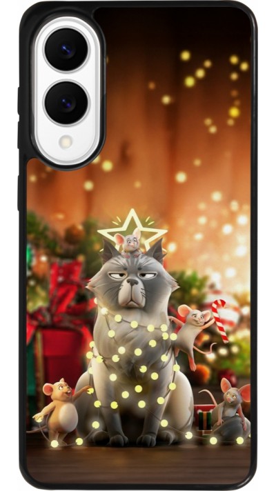 Samsung Galaxy S25 Edge Case Hülle - Silikon schwarz Christmas 25 Xmas Cat