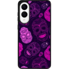 Samsung Galaxy S25 Edge Case Hülle - Silikon schwarz Halloween 2023 pink skulls