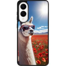 Samsung Galaxy S25 Edge Case Hülle - Silikon schwarz Lama Chic in Mohnblume