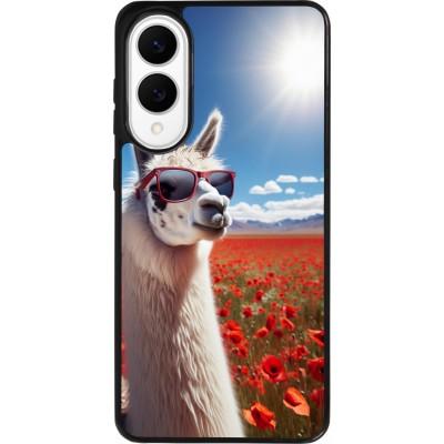 Samsung Galaxy S25 Edge Case Hülle - Silikon schwarz Lama Chic in Mohnblume