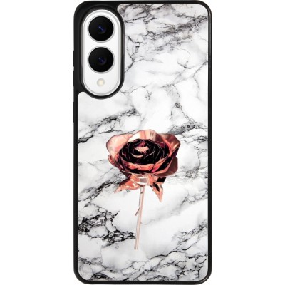 Samsung Galaxy S25 Edge Case Hülle - Silikon schwarz Marble Rose Gold