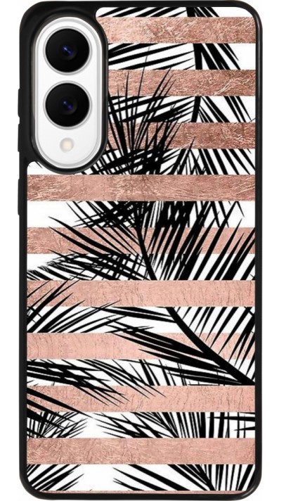 Samsung Galaxy S25 Edge Case Hülle - Silikon schwarz Palm trees gold stripes