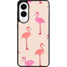 Samsung Galaxy S25 Edge Case Hülle - Silikon schwarz Pink Flamingos Pattern