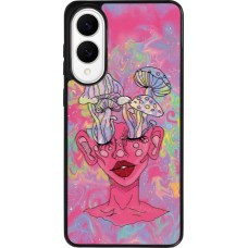 Samsung Galaxy S25 Edge Case Hülle - Silikon schwarz Psychedelic pink mushroom