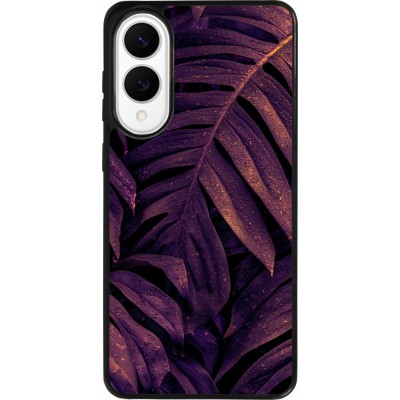 Samsung Galaxy S25 Edge Case Hülle - Silikon schwarz Purple Light Leaves
