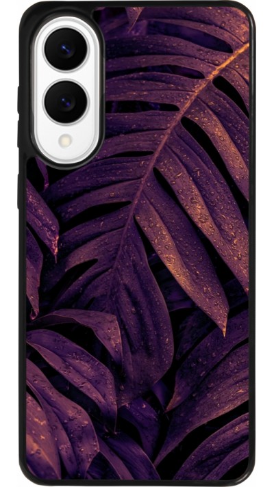 Samsung Galaxy S25 Edge Case Hülle - Silikon schwarz Purple Light Leaves