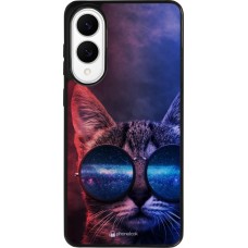 Samsung Galaxy S25 Edge Case Hülle - Silikon schwarz Red Blue Cat Glasses
