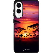 Samsung Galaxy S25 Edge Case Hülle - Silikon schwarz Safari Sonnenuntergang Wildtiere
