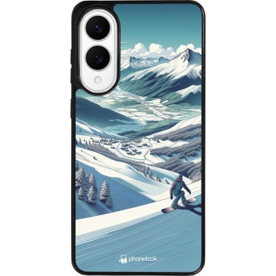 Samsung Galaxy S25 Edge Case Hülle - Silikon schwarz Snowboarder Berg