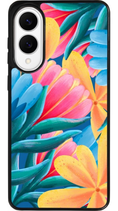 Samsung Galaxy S25 Edge Case Hülle - Silikon schwarz Spring 23 colorful flowers